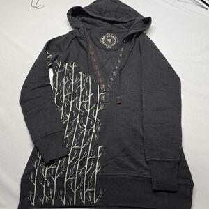 NWT Free People Y2K Hooded Long Sleeve Shirt Tree Roots And Branches Rare 2007